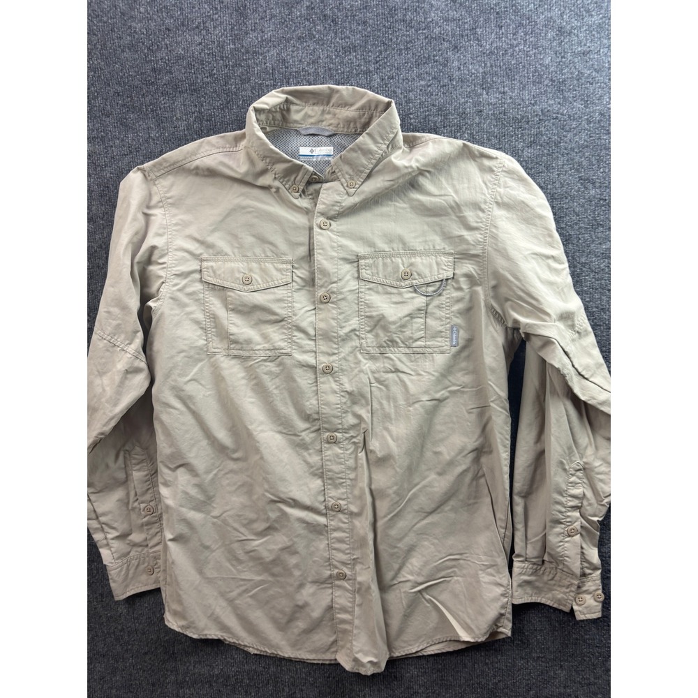 Columbia Silver Ridge LS Shirt Mens Medium Tan Omni-Shade Hiking 1662131